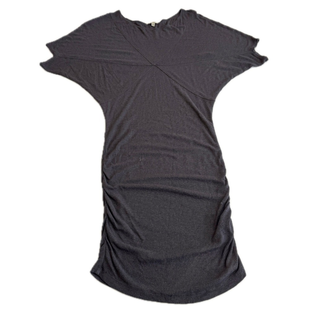 Bordeaux Dress Womens Large Gray Dolman Sleeve Ruched Modal Blend Mini